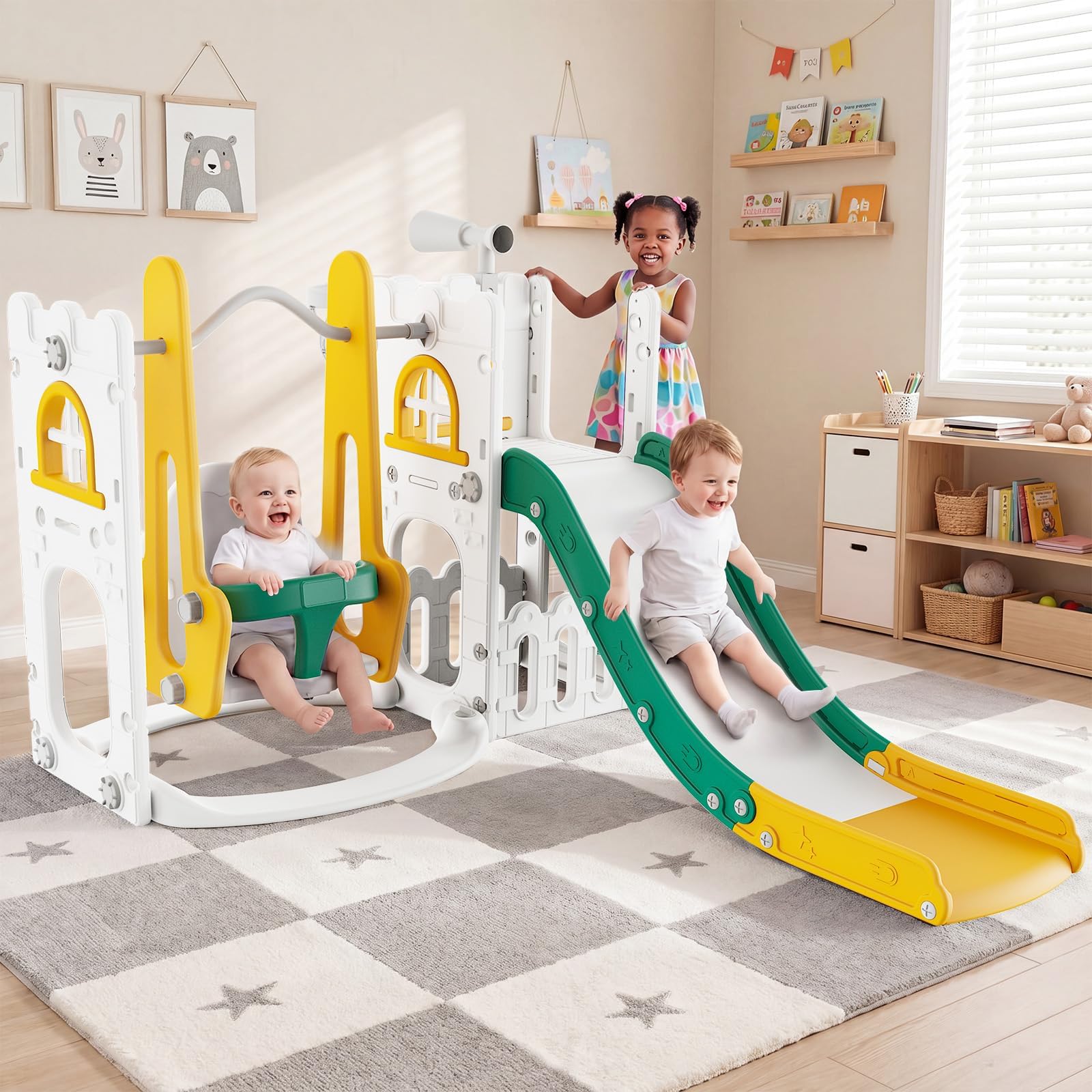 7 in 1 Toddler Slide And Swing - Basketball Hoop Kids Indoor ulasan dan harga