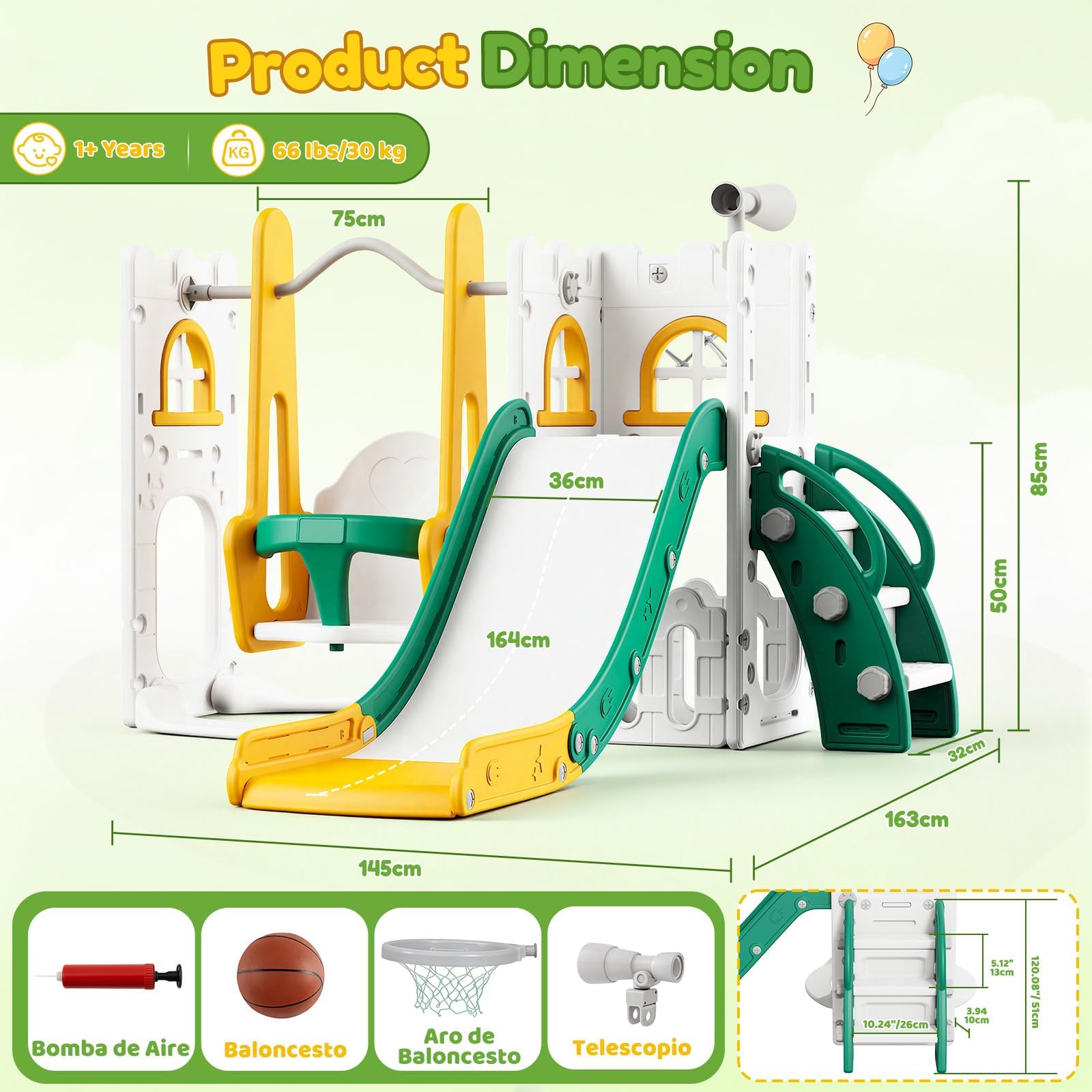 7 in 1 Toddler Slide And Swing - Basketball Hoop Kids Indoor ulasan dan harga