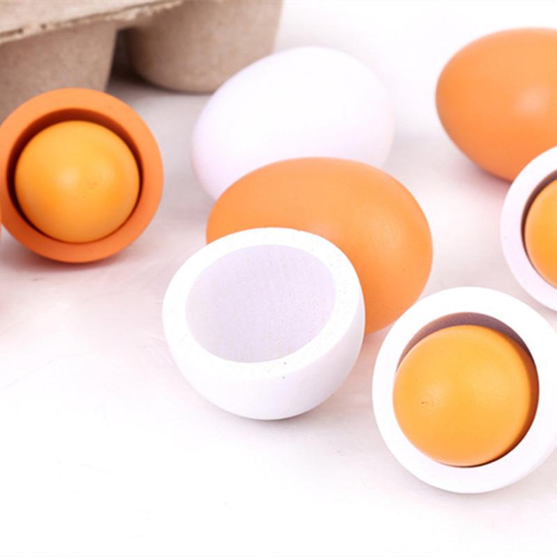 6Pcs Kitchen Wooden Artificial - Kids Toys Play Egg ulasan dan harga