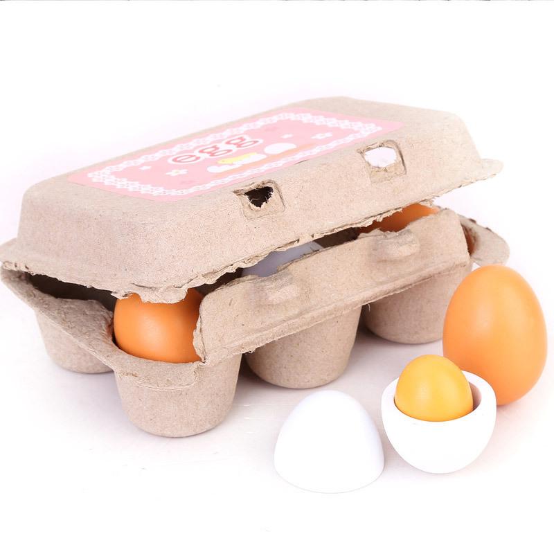 6Pcs Kitchen Wooden Artificial - Kids Toys Play Egg ulasan dan harga