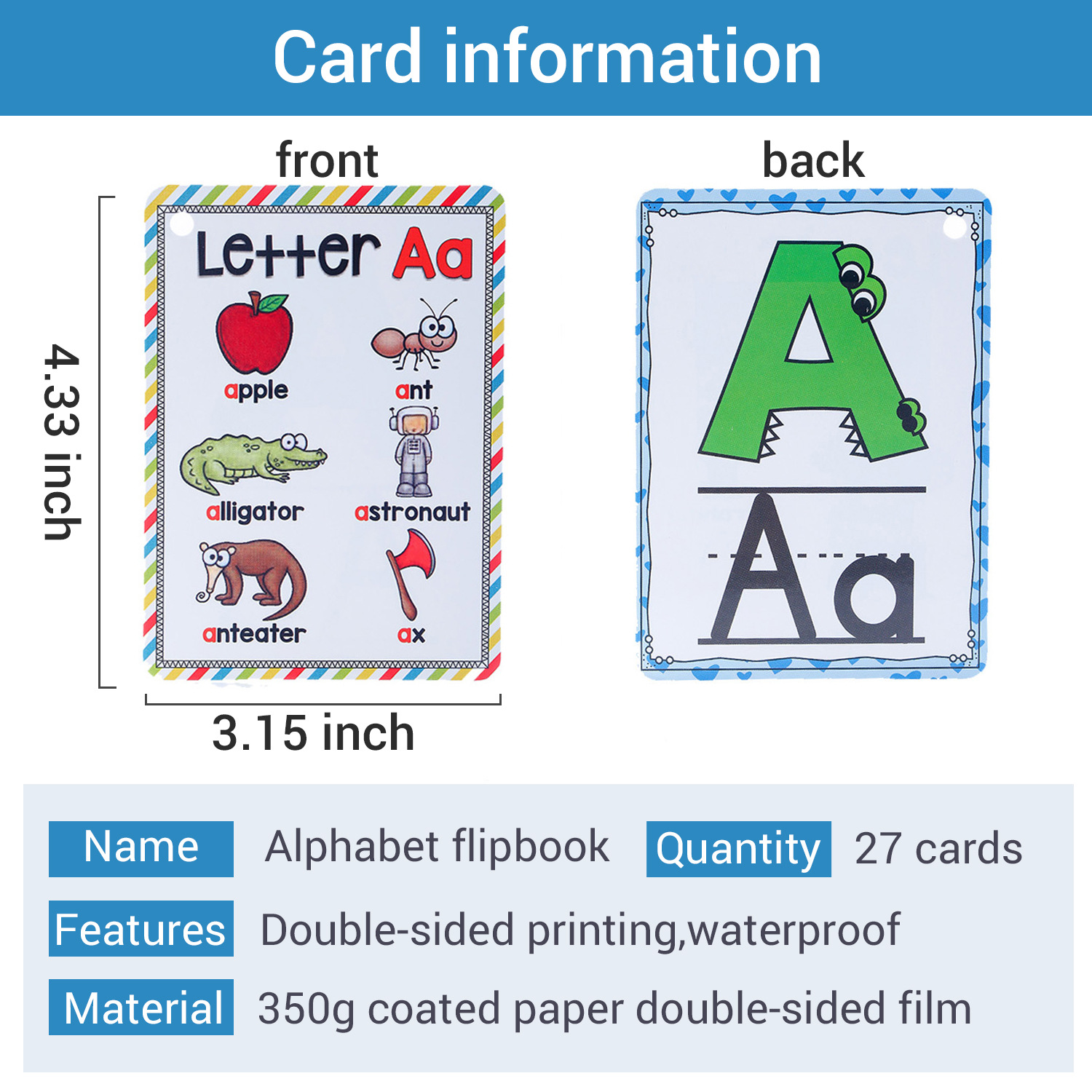 Bview Art English 26 Letters A - Educational Flash Card ulasan dan harga