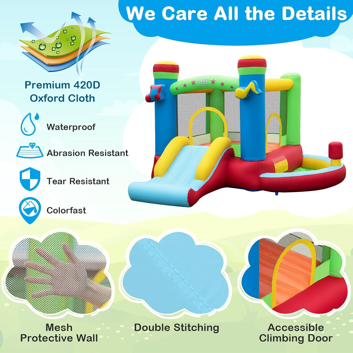 Inflatable Bounce House with B - Basketball Hoop Kids Indoor ulasan dan harga