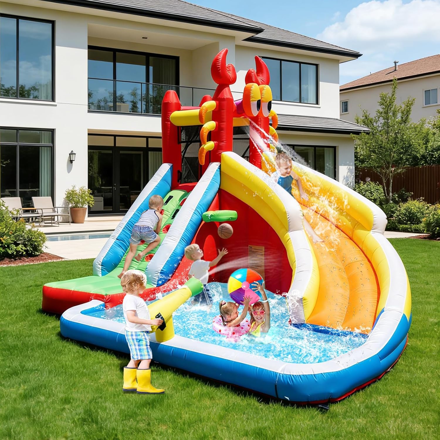 Large Inflatable Bounce House  - Basketball Hoop Kids Indoor ulasan dan harga