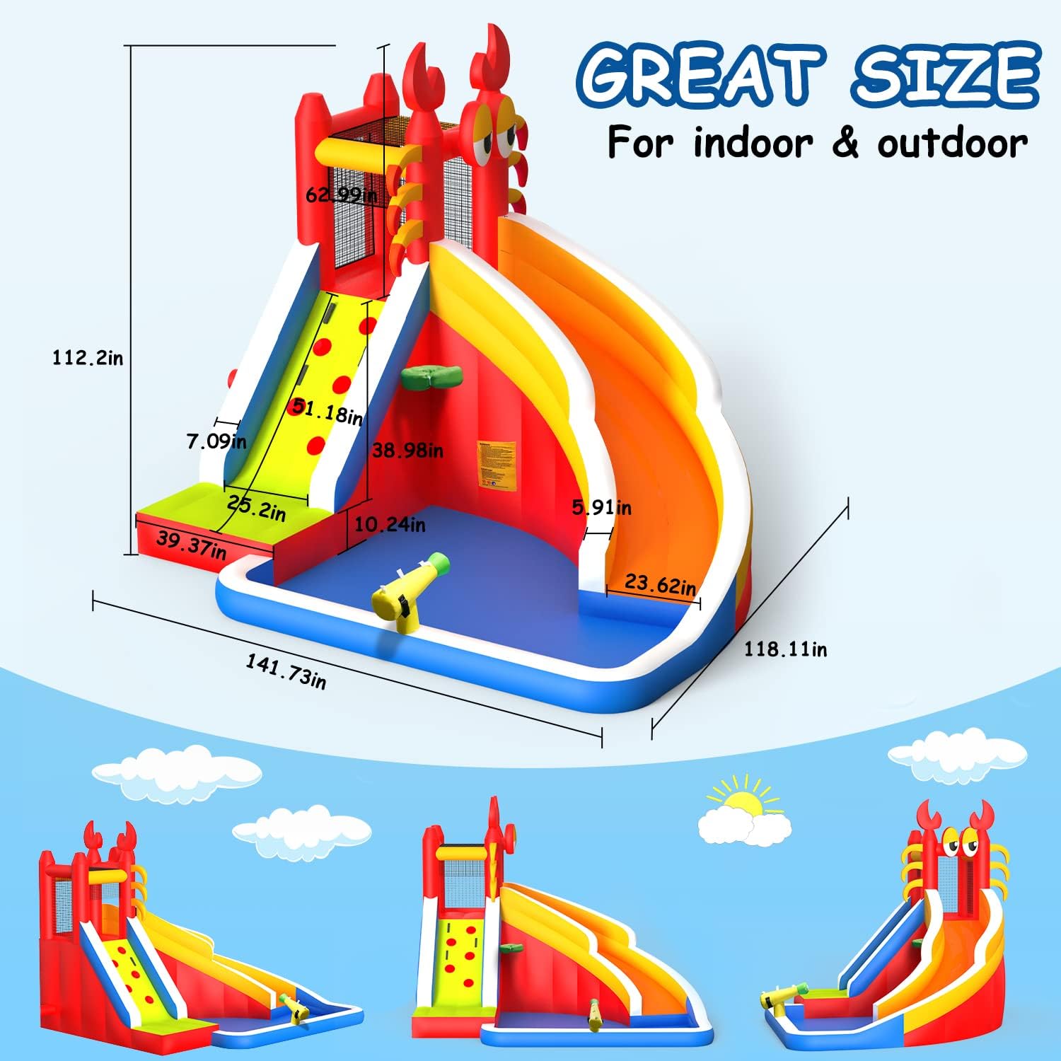 Large Inflatable Bounce House  - Basketball Hoop Kids Indoor ulasan dan harga