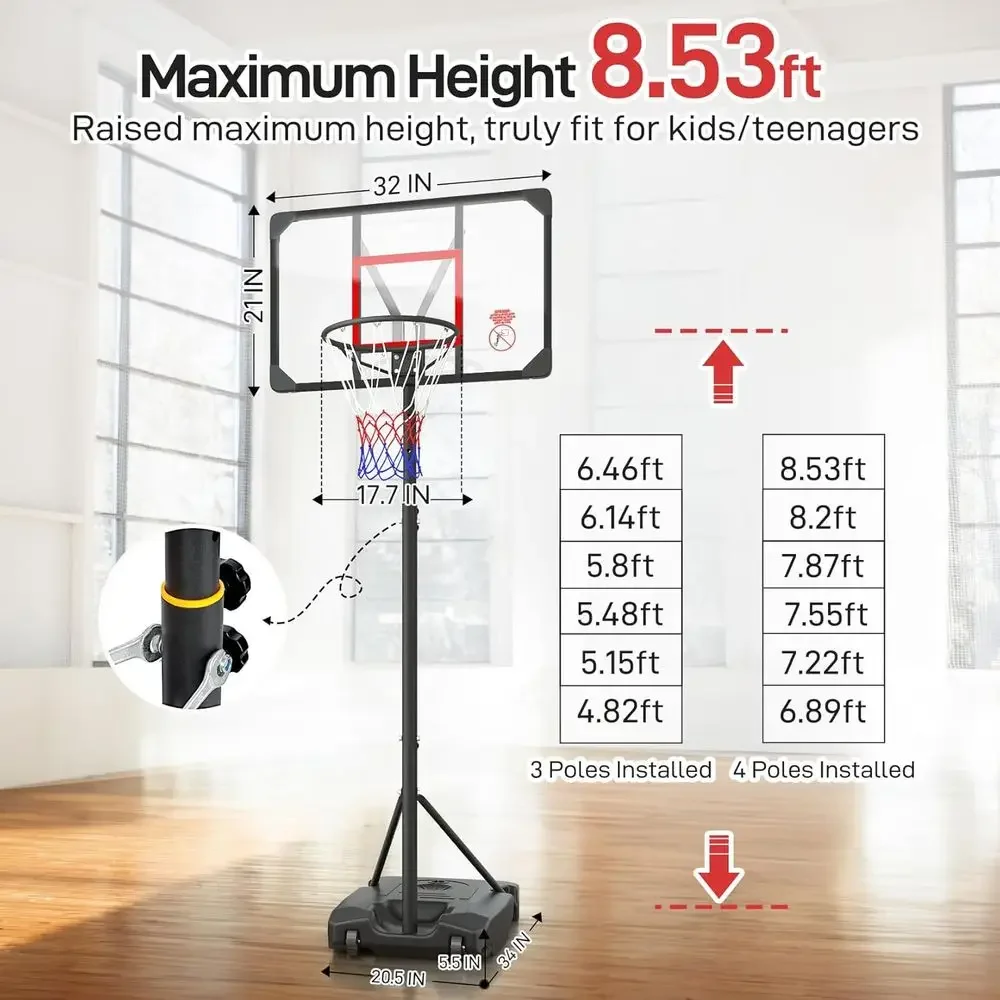 Adjustable Height Portable Bas - Basketball Hoop Kids Indoor ulasan dan harga