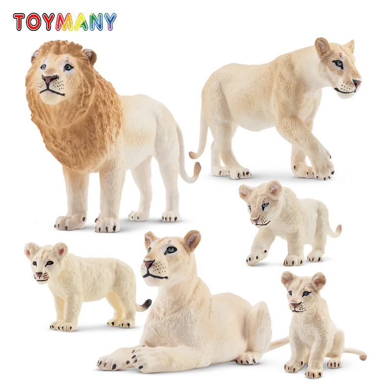6Pcs Simulation White Lion Fam - Sandbox Play Set ulasan dan harga
