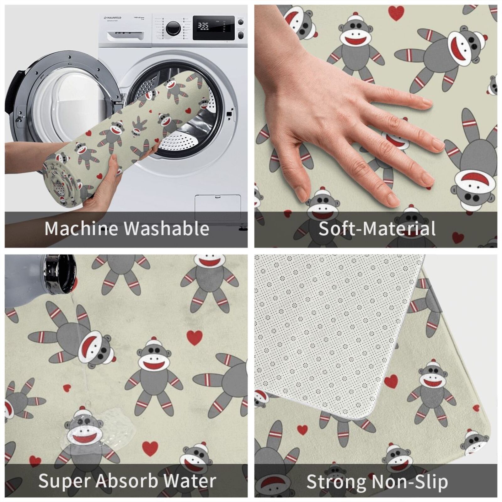 Cute Sock Monkey Carpet Mat Ru - Kids Quirky Toys ulasan dan harga